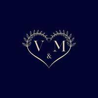 VM floral love shape wedding initial logo vector