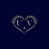 UV floral love shape wedding initial logo vector