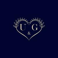 UG floral love shape wedding initial logo vector