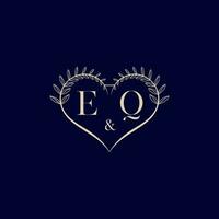 EQ floral love shape wedding initial logo vector