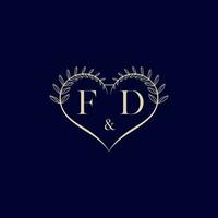 FD floral love shape wedding initial logo vector
