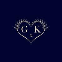 GK floral love shape wedding initial logo vector