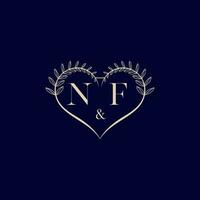 NF floral love shape wedding initial logo vector