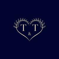 TT floral love shape wedding initial logo vector