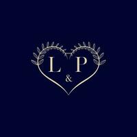 LP floral love shape wedding initial logo vector