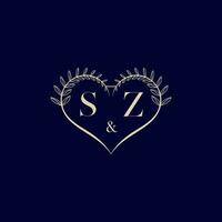 SZ floral love shape wedding initial logo vector