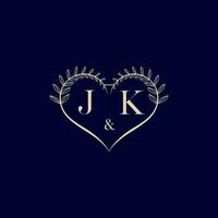 JK floral love shape wedding initial logo vector