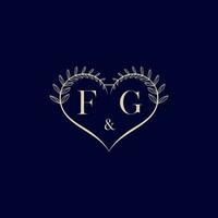 FG floral love shape wedding initial logo vector