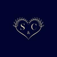 SC floral love shape wedding initial logo vector