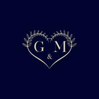 GM floral love shape wedding initial logo vector