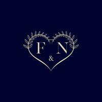 FN floral love shape wedding initial logo vector