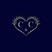 CC floral love shape wedding initial logo vector