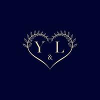 YL floral love shape wedding initial logo vector