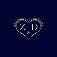 zd floral amor forma Boda inicial logo vector