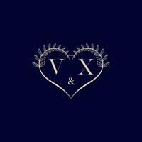 VX floral love shape wedding initial logo vector