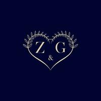 ZG floral love shape wedding initial logo vector