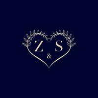 ZS floral love shape wedding initial logo vector