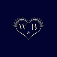 WB floral love shape wedding initial logo vector