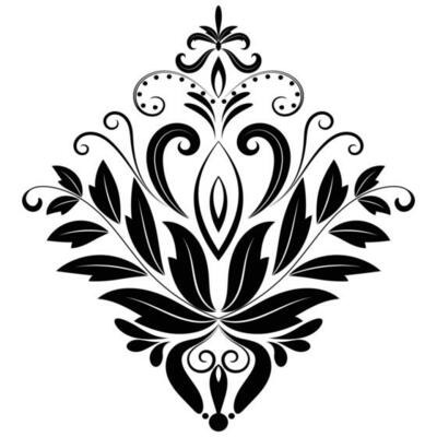 vector elements Isolated central damask Classic luxury damask ornament, old style, royal seamless texture for wallpaper, textile, wrap. Stock Illustration, white background