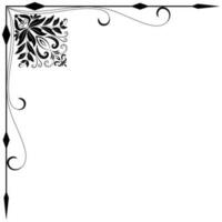 Thin line vintage corner. Medieval period of the Victorian dynasty. Fancy black monogram frame design element abstract icon collection Flower simple symbol vector