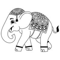 Elephant Mandala decorated with Lanna elephants.Flower pattern. Thai elephants, printed fabric, Lanna pants vector