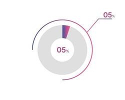 5 Percentage circle diagrams Infographics vector, circle diagram business illustration, Designing the 5  Segment in the Pie Chart. vector