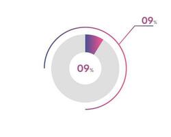 9 Percentage circle diagrams Infographics vector, circle diagram business illustration, Designing the 9  Segment in the Pie Chart. vector