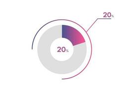 20 Percentage circle diagrams Infographics vector, circle diagram business illustration, Designing the 20  Segment in the Pie Chart. vector