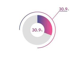 30.9 Percentage circle diagrams Infographics vector, circle diagram business illustration, Designing the 30.9  Segment in the Pie Chart. vector