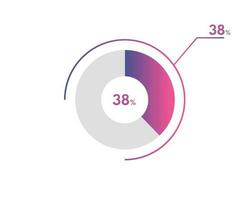 38 Percentage circle diagrams Infographics vector, circle diagram business illustration, Designing the 38  Segment in the Pie Chart. vector