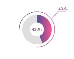 43.9 Percentage circle diagrams Infographics vector, circle diagram business illustration, Designing the 43.9  Segment in the Pie Chart. vector