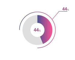 44 Percentage circle diagrams Infographics vector, circle diagram business illustration, Designing the 44  Segment in the Pie Chart. vector