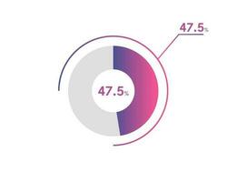 47.5 Percentage circle diagrams Infographics vector, circle diagram business illustration, Designing the 47.5  Segment in the Pie Chart. vector