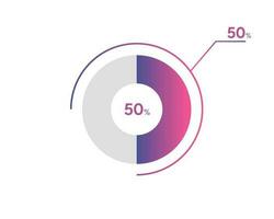 50 Percentage circle diagrams Infographics vector, circle diagram business illustration, Designing the 50  Segment in the Pie Chart. vector