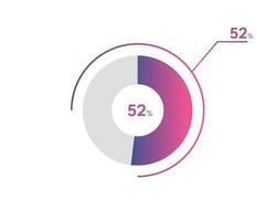 52 Percentage circle diagrams Infographics vector, circle diagram business illustration, Designing the 52  Segment in the Pie Chart. vector