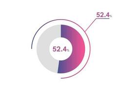 52.4 Percentage circle diagrams Infographics vector, circle diagram business illustration, Designing the 52.4  Segment in the Pie Chart. vector