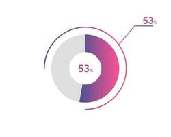 53 Percentage circle diagrams Infographics vector, circle diagram business illustration, Designing the 53  Segment in the Pie Chart. vector