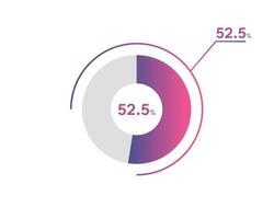 52.5 Percentage circle diagrams Infographics vector, circle diagram business illustration, Designing the 52.5  Segment in the Pie Chart. vector