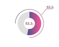 53.3 Percentage circle diagrams Infographics vector, circle diagram business illustration, Designing the 53.3  Segment in the Pie Chart. vector