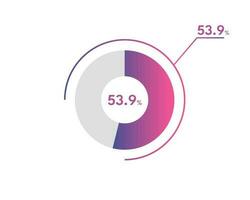 53.9 Percentage circle diagrams Infographics vector, circle diagram business illustration, Designing the 53.9  Segment in the Pie Chart. vector