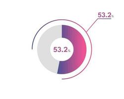 53.2 Percentage circle diagrams Infographics vector, circle diagram business illustration, Designing the 53.  Segment in the Pie Chart. vector