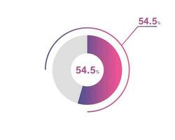 54.5 Percentage circle diagrams Infographics vector, circle diagram business illustration, Designing the 54.5  Segment in the Pie Chart. vector