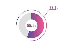 55.8 Percentage circle diagrams Infographics vector, circle diagram business illustration, Designing the 55.8  Segment in the Pie Chart. vector