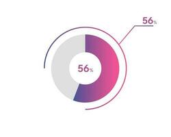 56 Percentage circle diagrams Infographics vector, circle diagram business illustration, Designing the 56  Segment in the Pie Chart. vector