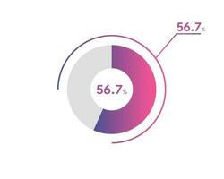 56.7 Percentage circle diagrams Infographics vector, circle diagram business illustration, Designing the 56.7  Segment in the Pie Chart. vector
