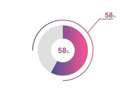 58 Percentage circle diagrams Infographics vector, circle diagram business illustration, Designing the 58  Segment in the Pie Chart. vector