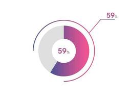 59 Percentage circle diagrams Infographics vector, circle diagram business illustration, Designing the 59  Segment in the Pie Chart. vector