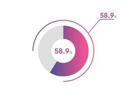 58.9 Percentage circle diagrams Infographics vector, circle diagram business illustration, Designing the 58.9  Segment in the Pie Chart. vector