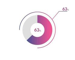 63 Percentage circle diagrams Infographics vector, circle diagram business illustration, Designing the 63  Segment in the Pie Chart. vector