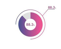 88.3 Percentage circle diagrams Infographics vector, circle diagram business illustration, Designing the 88.3  Segment in the Pie Chart. vector